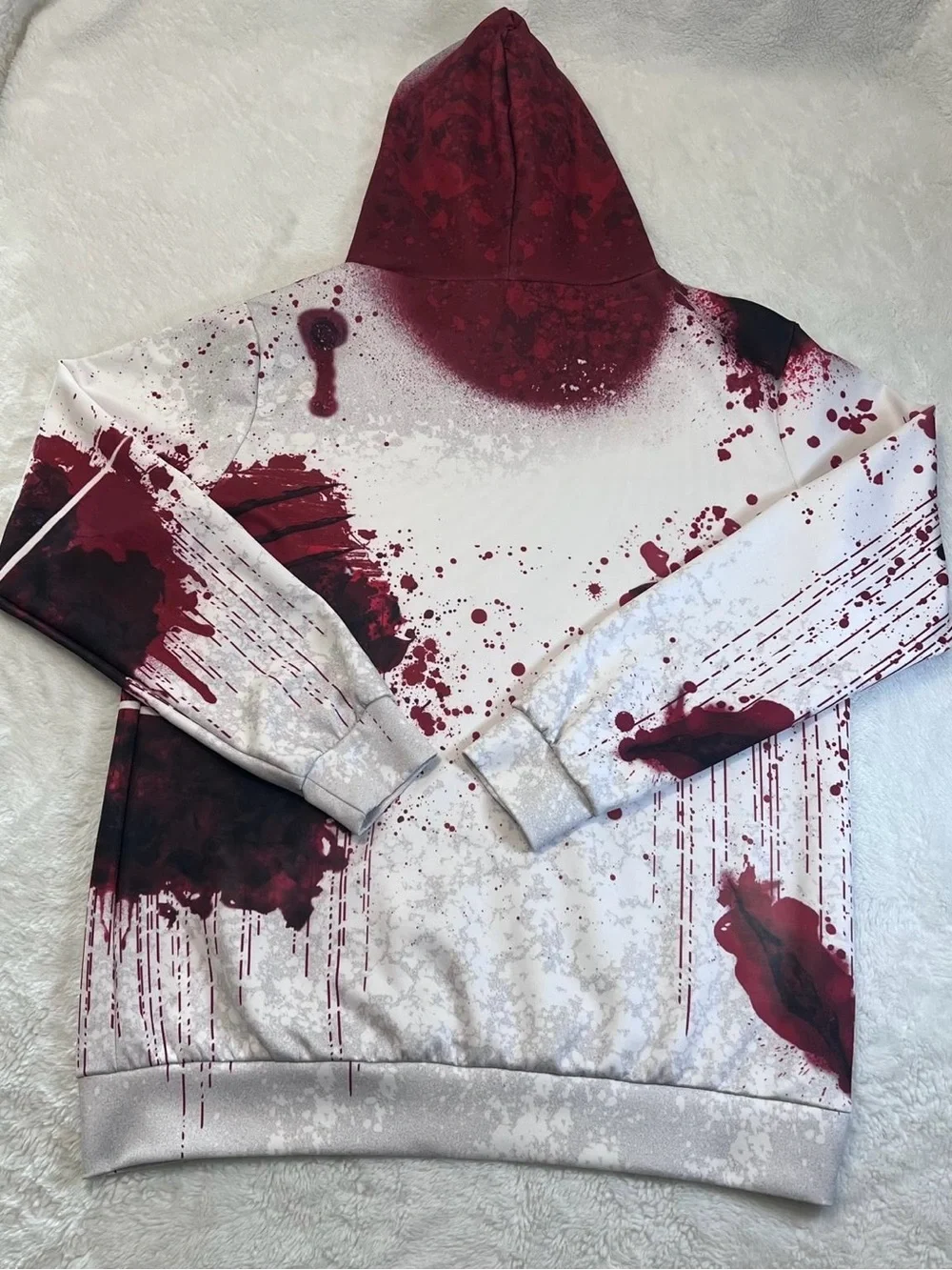 Men’s Blood Splatter I’m Fine Graphic Hoodie Gothic Metal Punk Size L